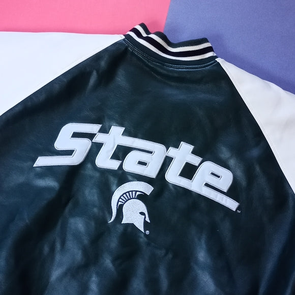 Michigan State Spartans Steve & Barry's Wool Varsity Jacket Faux Leather