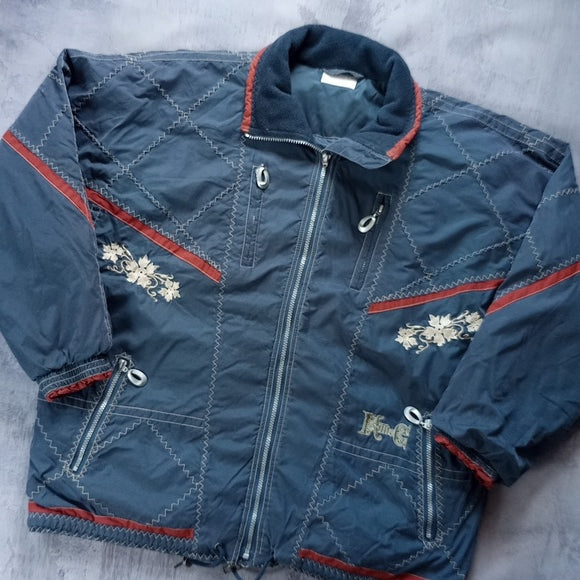 VINTAGE 90s Killtec Floral Embroidered Puffer Jacket UNISEX
