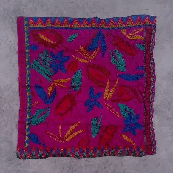 Vintage Liz Claiborne Floral Scarf – Purple Funky Retro Design – 22”