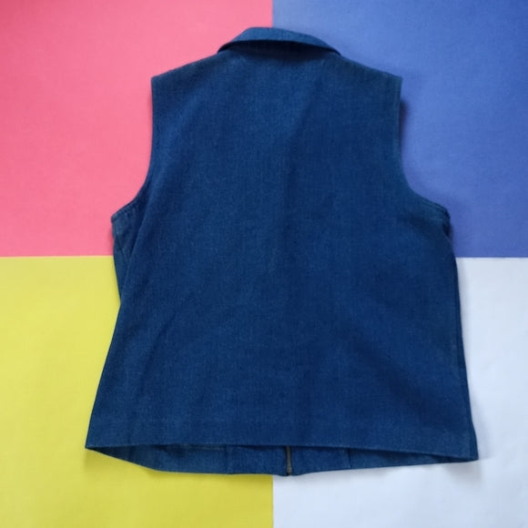 Vintage Women’s Anne Carson Holiday Applique Denim Vest SIZE: L
