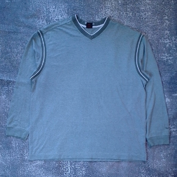 Vintage 90s NIKE Men's Gray V-Neck Sweater