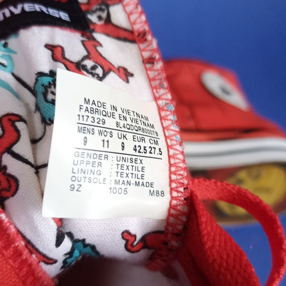 Rare Converse Cat In The Hat Hi Top Dr Seuss Book Thing Shoes UNISEX