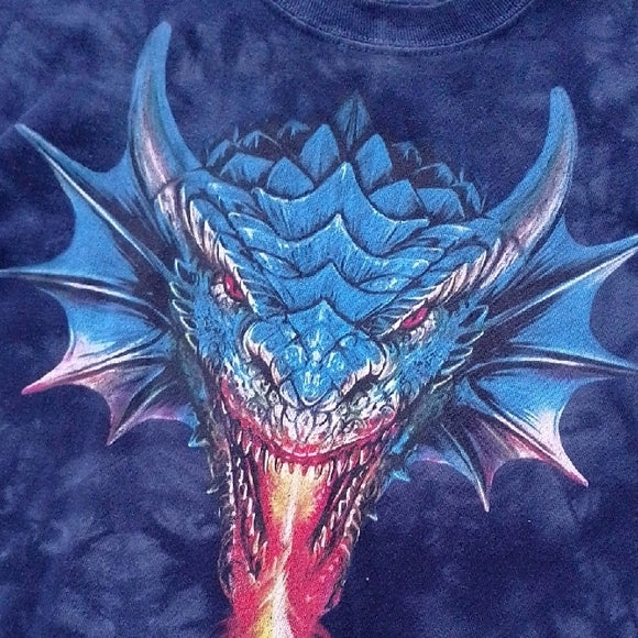 The MOUNTAIN AGE of DRAGONS Blue Dragon Graphic Kids T-Shirt Tie Dye CASA LOMA