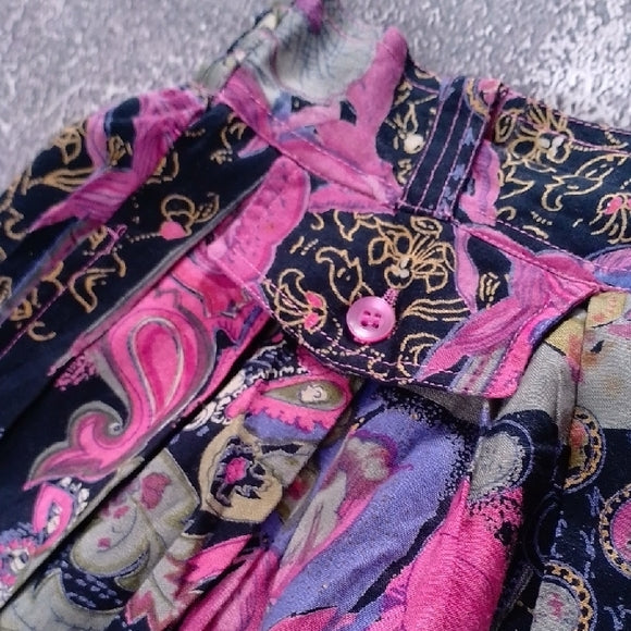 Vintage 90s Floral Pink and Blue Women's Skirt UNION KHAKI