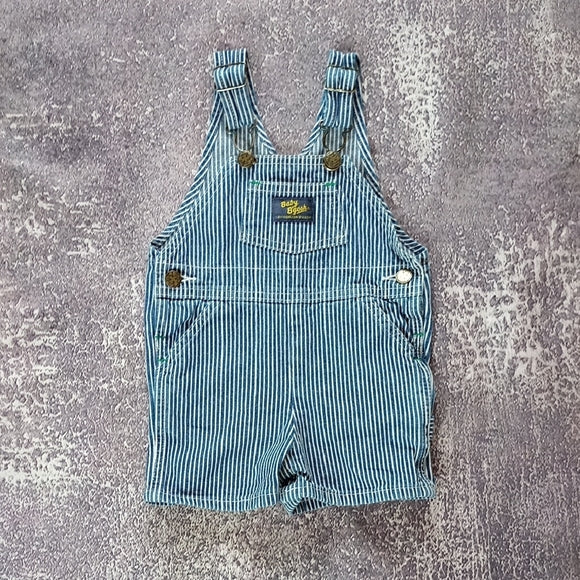 VINTAGE BABY B'gosh Blue Striped Kids Overalls