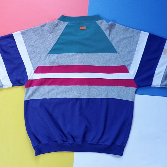 Vintage 90s Dad Retro Colour Block Crewneck Sweater