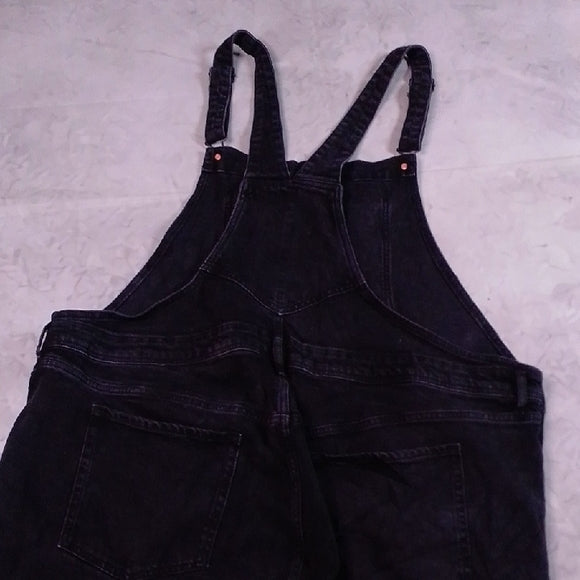 Stylish Modern Black Denim Overalls Workwear