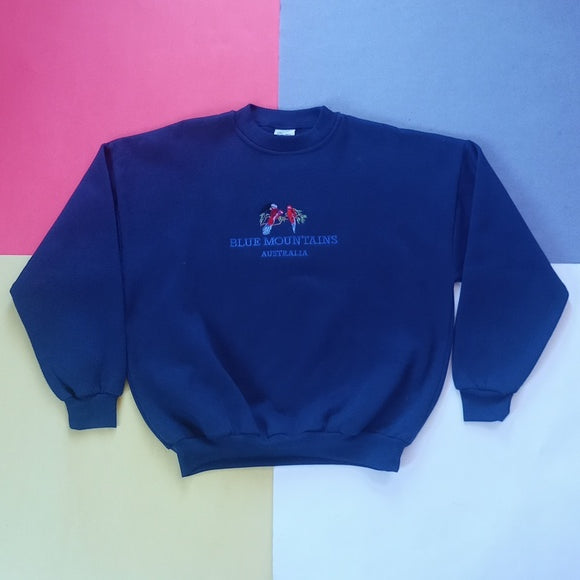 Vintage 90s Blue Mountains Australia Embroidered Crewneck Sweater