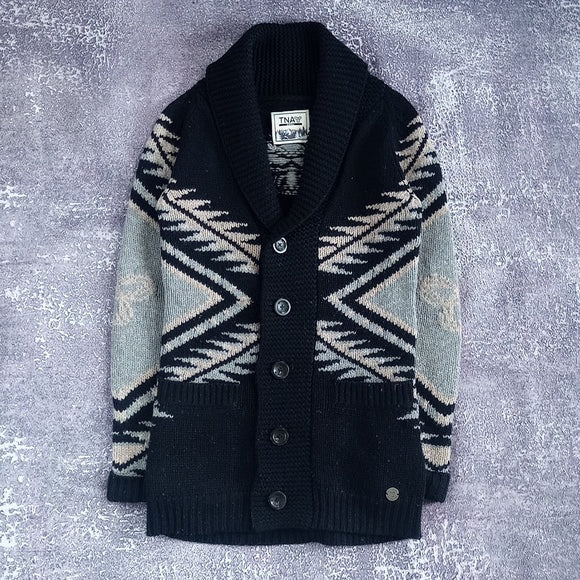 TNA Lambswool Button-Up Sweater Cowichan Aritzia