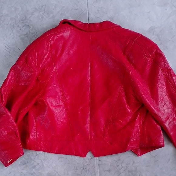 Vintage 80s Perino Ponti Women's Red Leather Jacket Bomber