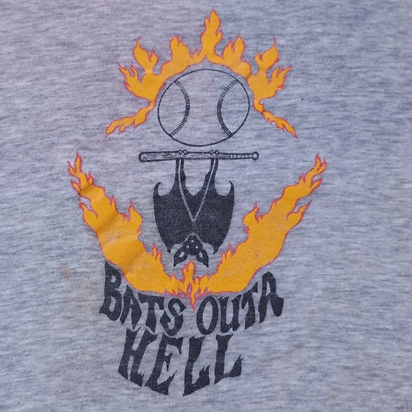 Vintage Bats Outa Hells Bat & Baseball Bat Single Stitch T-Shirt