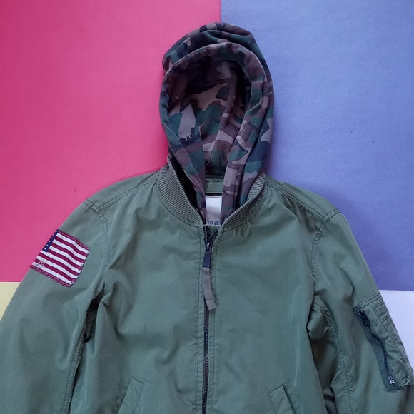 Denim & Supply Ralph Lauren Camo Hooded Bomber Jacket With Flag