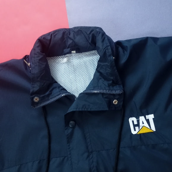 Vintage 90s Cat Equipment Big Logo Windbreaker Jacket UNISEX BLUE