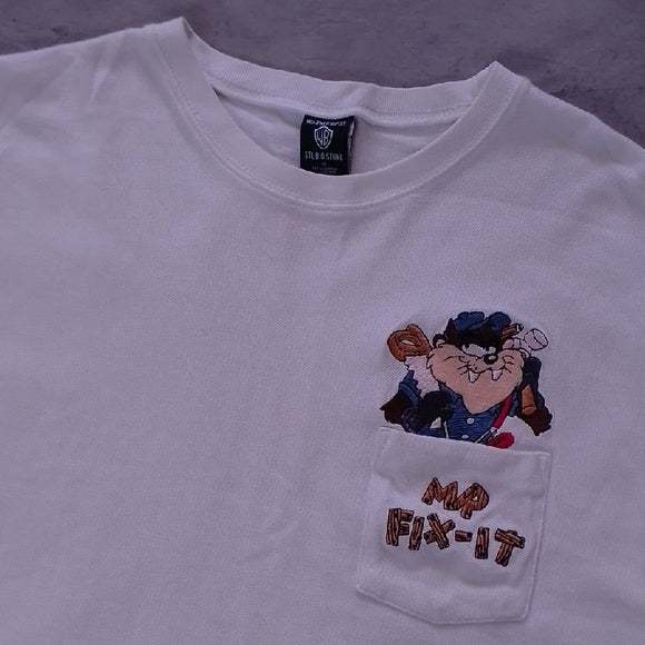 VINTAGE 1997 Handyman TAZ MR. FIX-IT Embroidered Warner Bros T-Shirt