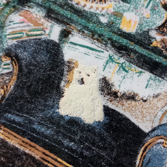 Vintage 1990s Fun Art Living Room With Dog Single Stitch T-Shirt unisex