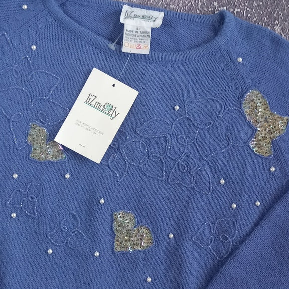 Vintage 90s LIZ Moody Floral with Bedazzles Sweater
