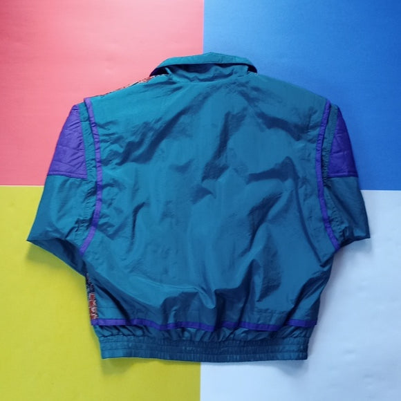 Vintage 90s Funk Colour Block and Pattern Windbreaker Jacket