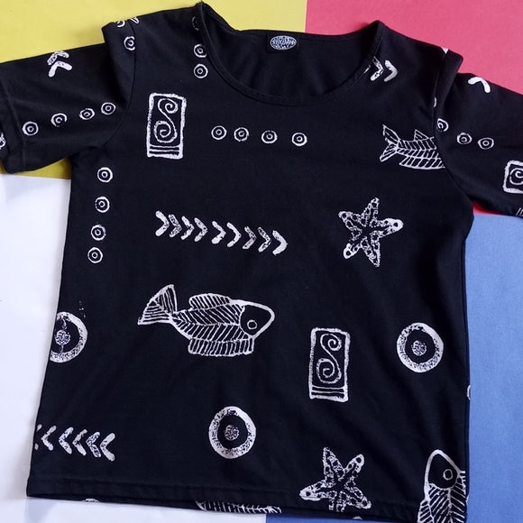 Vintage Women’s Abstract Fossil Fish Shirt
