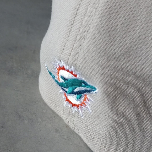 NWOT New Era Stone/Aqua Miami Dolphins 2022 NFL Draft 39THIRTY Flex Hat