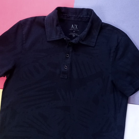Armani Exchange Polo Shirt Plant Big Leaves Pattern