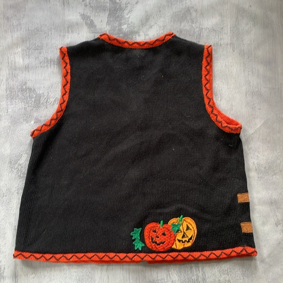 Vintage Halloween Cat Pumpkins Ugly Sweater Button-Up