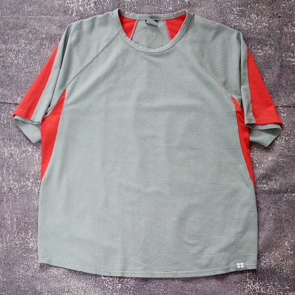 NIKE SPHERE DRY Men's Gray and Red Athletic Shirt ORANGE/GREY