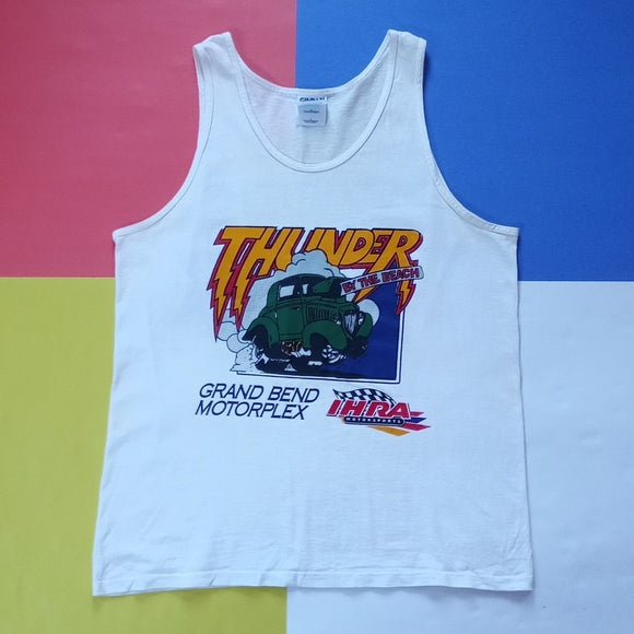 Vintage 90s THUNDER By The Beach Grand Bend Motorplex Muscle Shirt