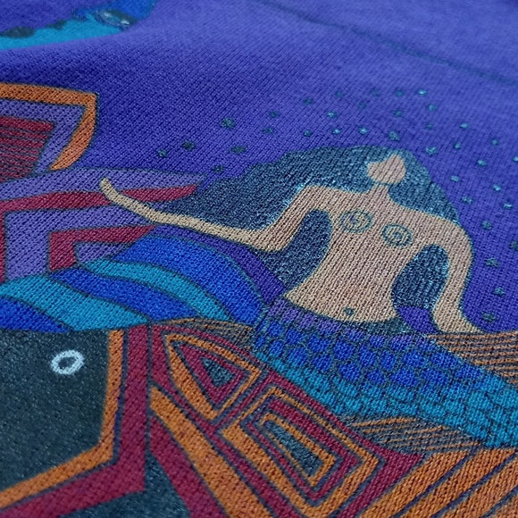 Vintage 90s Topless Mermaid & Fish Laurel Burch Crewneck