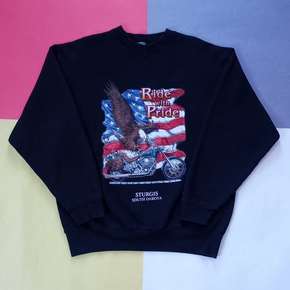 75th Sturgis Ride With Pride American Eagle & Flag North Dakota Sweater