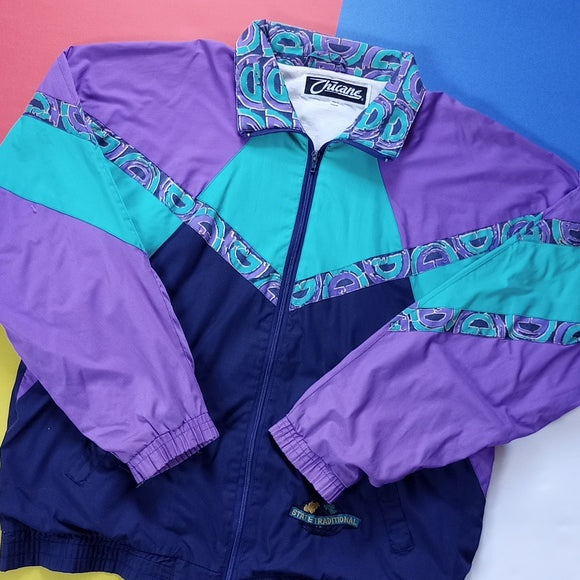 Vintage 1990s State Tradition Retro Pattern Aunt Viv Windbreaker Jacket unisex