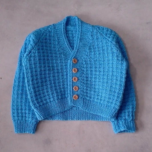 Blue Button-Up Women's Sweater