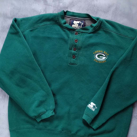 Vintage 90s Starter Green Bay Packers NFL Crewneck Sweater Embroidered