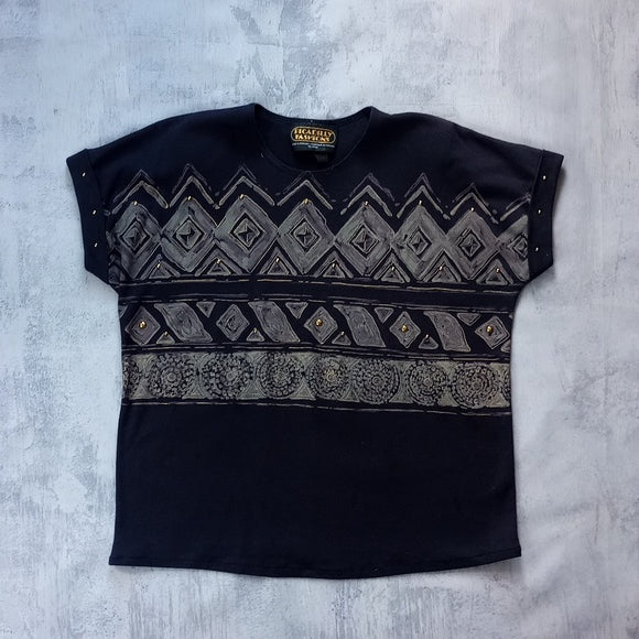 VINTAGE 90s Picadilly Fashions Triangular Pattern T-Shirt