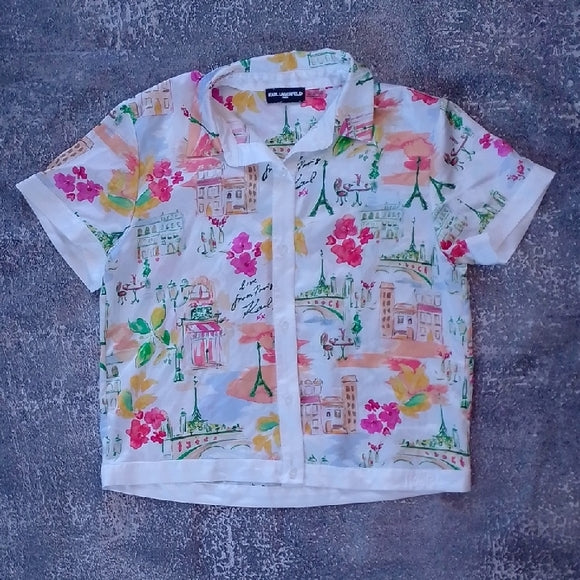 Karl Lagerfeld Paris Colorful Shirt with Paris Print