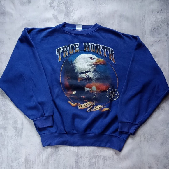 Vintage 90s TRUE NORTH Bald Eagle Wildlife Collections Crewneck Sweater