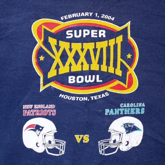 Vintage 2004 Super Bowl XXXVIII Navy Sweater Crewneck