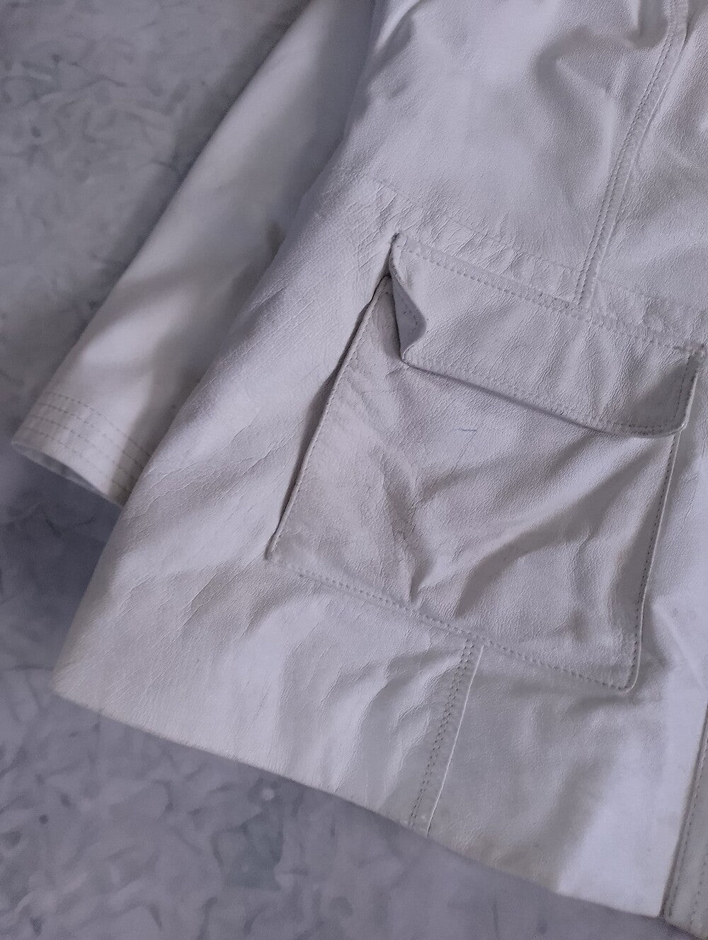 Danier White Leather Jacket with Faux Fur Trim