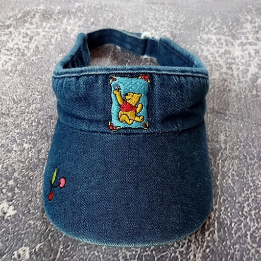 Vintage 90s Winnie The Pooh Embroidered Denim Visor Disney Hat UNISEX
