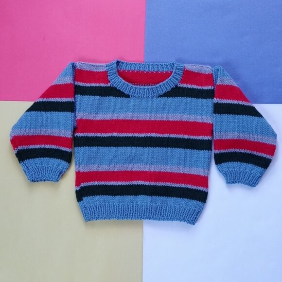 Vintage Kids Handmade Knitted Fisherman Crewneck Sweater