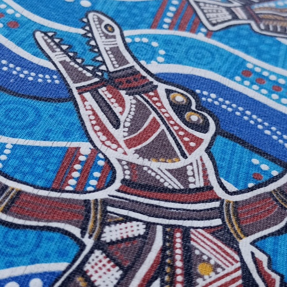 Vintage 90s Austrailia Aboriginal Art Crocodile Dreaming Graphic Single Stitch T