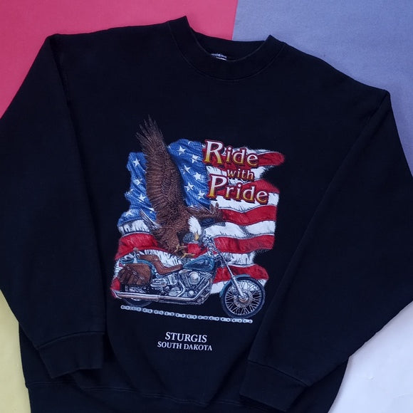 75th Sturgis Ride With Pride American Eagle & Flag North Dakota Sweater