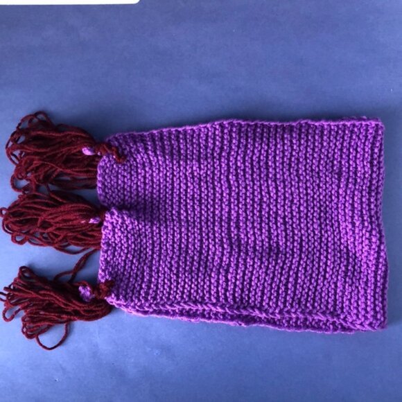 NWOT Vintage Hand-Knitted Made-in-Canada Colourful Purple Warm Scarf