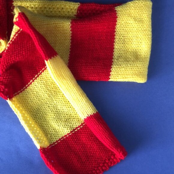 NWOT Vintage Hand-Knitted Made-in-Canada Colourful Red & Yellow Warm Scarf