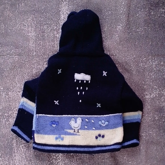 VINTAGE 90s ALPACA WOOL ASIRI'S TREASURES Hooded Sweater with Fun Patterns