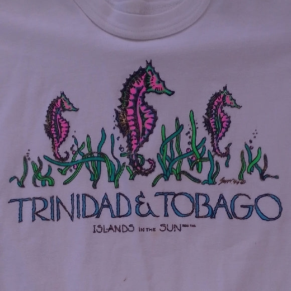 VINTAGE 1994 White Trinidad & Tobago Island In The Sun T-Shirt UNISEX