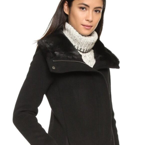 Club Monaco Wool Winter Jacket Rocio Faux Fur