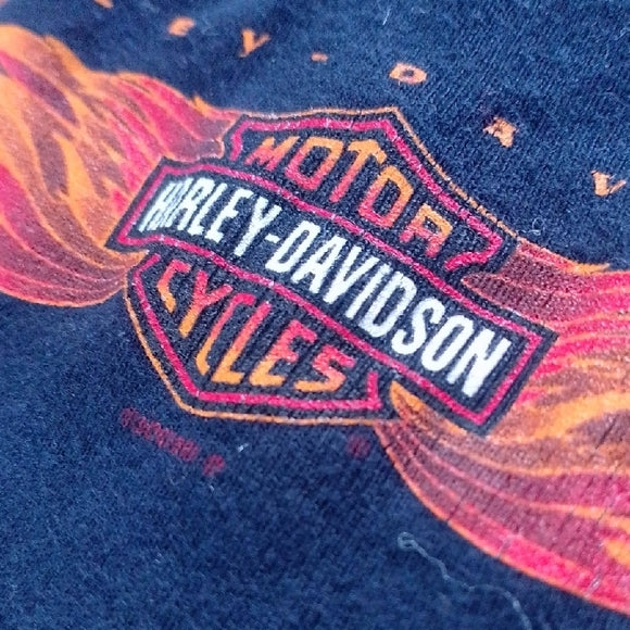 Vintage 2002 Harley-Davidson Black Camisole Spaghetti Strap Orange Detail