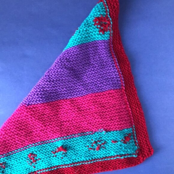 NWOT Vintage Hand-Knitted Made-in-Canada Colourful Baby Welcoming Mini Blanket