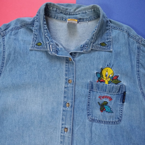Vintage 2000 Women's Looney Tunes Tweety Bird Denim