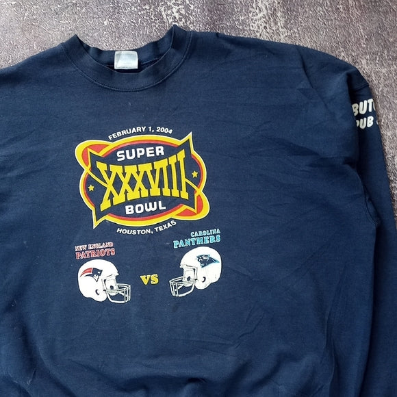 Vintage 2004 Super Bowl XXXVIII Navy Sweater Crewneck